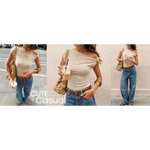 Women's 2026 Summer Off Shoulder Tops Going Out Y2k Shirts Spring Cap Sleeve Ruched Asymmetrical Blouses - Pink - View 8