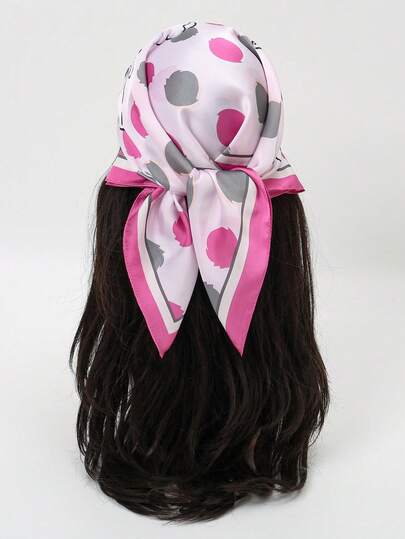 1pc Bandana Polka Dot Valentine's Day Element Print Scarf, Shawl, Neckerchief, Headscarf, Women Scarf