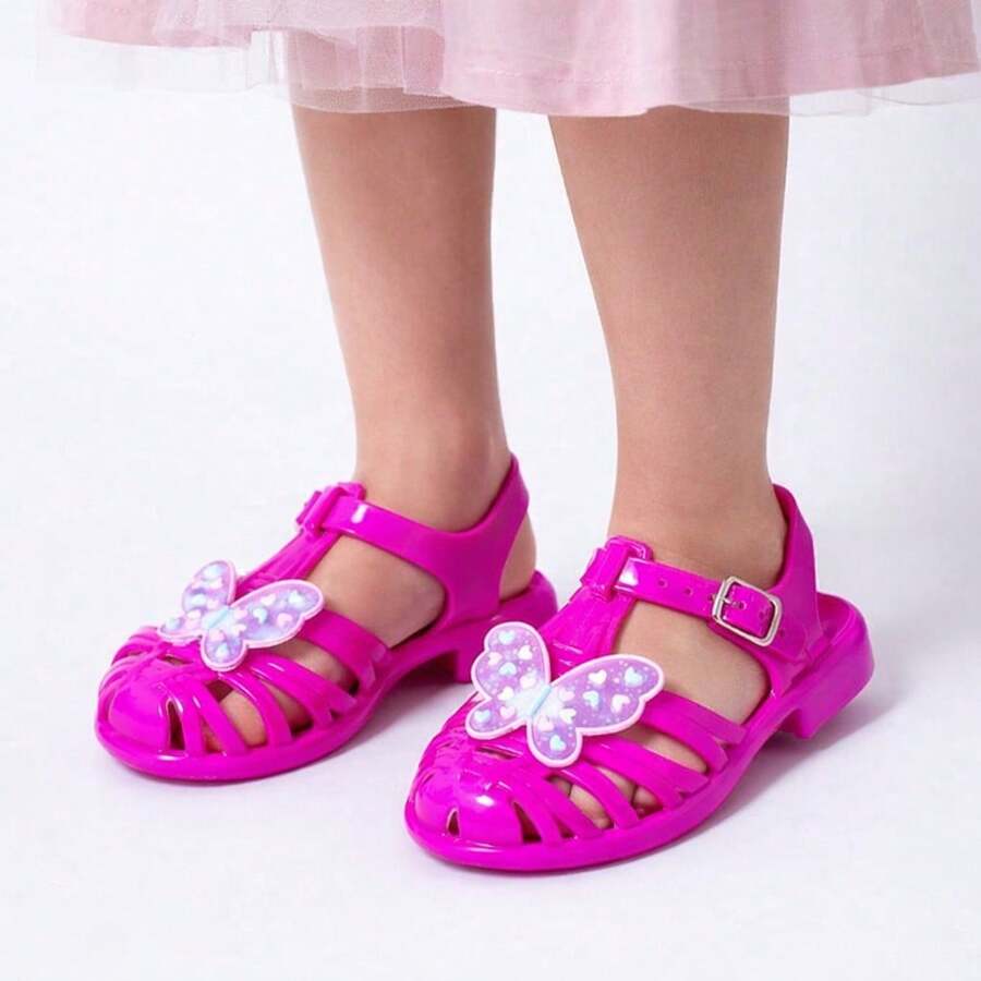 Girls' Butterfly Glitter Glamour Sandals - Rosa Fucsia - Ver 1