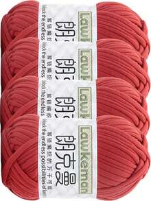 Lawkeman 4卷/400克高品质涤纶钩编/编织纱线，每卷30米 - 非常适合DIY项目，例如T恤、拖鞋、篮子、布条、手工包、玩具、鞋子、地毯、收纳篮等等。 - 彩色 - 查看 33