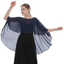 1pc Women's Chiffon Shawl, Lightweight Shrug For Evening Dress, Wedding Ceremony, Sun Protection, Elegant Wedding Capelet - Multicolor - View 13