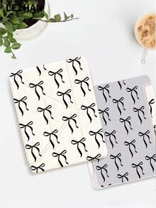 1pc Minimalist Black Bow Design Flat Tablet Protective Case, Upgraded Y-Fold, Multi-Angle Rotatable Stand Tablet Protective Case, Compatible With 10.2", Pro 11" 2021/2020/10th Gen/Mini/6th,7th, Galaxy Tab A8 10.5" 2022, With Pen Slot, Anti-Drop, Tablet Stand Protective Cover, Romantic Gift For Valentine's Day - Multicolor - View 3