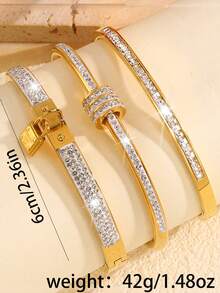 Camhanno 5/3/2/1 قطعة سوار من الفولاذ المقاوم للصدأ أنيق وراقي - يتميز بتفاصيل زخرفية على شكل قفل، يناسب الذهاب اليومي للعمل ليضيف لمسة من الرقي إلى الملابس اليومية، ويتناسب مع مختلف الأزياء بسلاسة؛ ويضفي إحساسًا رومانسيًا على حفلات الحزب، ويكمل أي ارتداء فاخر للمناسبات الاجتماعية؛ هذه الهدية الساحرة في عيد الحب تعزز الطبيعة الرقيقة في سيناريوهات المواعدة، وتجعل جاذبيتك تتألق في كل لحظة رومانسية - متعدد الألوان - مشاهدة 3