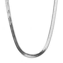 Snake Chain Necklace For Men,Men's Minimalist Flat Necklace,Waterproof Non Fading Stainless Steel Necklace, Jewelry Gift For Him - Silver - View 3