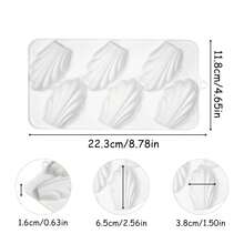 1/2pcs 6-Cavity Madeline Mousse Mold, Small Shell Chocolate Silicone Cake Mold, Chocolate Baking Tool DIY Mold - White - View 3