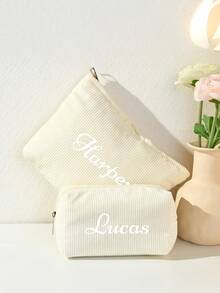 Customized Make Up Bag, Personalized Custom Letter Name Logo Storage Bag, Lightweight Zipper Cosmetic Bag - Multicolor - View 5