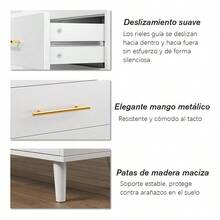 Cómoda De Moderno Con 5 Cajones Para Dormitorio - Armario De Almacenamiento - Blanco - Ver 5