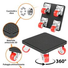 JAOSY Set di ruote per il trasporto di mobili con carrello per il trasporto di utensili, dotato di quattro ruote girevoli a 360°, design antiscivolo e facile da maneggiare. - Tagli Unica - Visualizzare 5