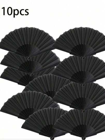 1/10pcs Set Solid Color Foldable Minimalist Hand Fan, Suitable For Festivals, Parties, Weddings, Daily Use, Summer Cooling, Beach Travel