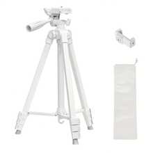 60 Inch/152cm Camera Tripod With Travel Bag, Mobile Phone Tripod With Remote Control, Professional Aluminum Alloy Portable Stand - White - View 3