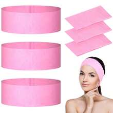 10/50/100pcs Disposable White Non-Woven Face Care Headbands, Soft & Comfortable Spa & Salon Use - Pink - View 1