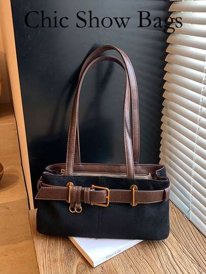 Small Niche Shoulder Underarm Bag 2026 New Autumn And Winter Retro Leather Belt Buckle Motorcycle Bag, Fashionable Commuter Bag. It Is Suitable For Early Autumn Outfits And Has High Compatibility With These Outfits. It Is Also A Seasonal Limited All-Match Style. It Is Also Suitable For Dating Occasions. The Style Is Exquisite But Not Exaggerated, Which Can Enhance The Exquisiteness Of The Outfit