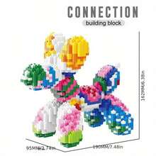 A Set Of 1100+ Particle Building Blocks Creative Balloon Dog Building Block Set - Bright Mixed Colors, Interlocking ABS Building Blocks, Animal Theme Home Decoration, Ideal For Holiday Gifts, Dog Christmas Gifts