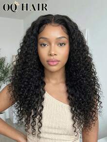 OQ Hair 200% Density 14-26 Inch Invisi Draw-Strings 360 Wear Go Wig Water Wave Pre-Bleached Knots Strap Glueless Wigs Pre-Plucked Hairline Lace Front Wig 100 Natural Human Hair Wigs