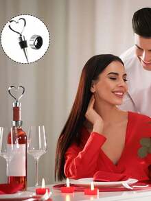 Wine Drip Collars And Heart-Shaped Wine Bottle Stopper Suit, Stainless Steel Wine Bottle Top Drip Rings, Premium Leak-Proof Silicone Wine Bottle Stopper,Wine Drop Ring Catcher Or Stopper With Detachable Felt Liner, Small Handy Wine Accessories For Kitchen And Bar,For Champagne, Beer, Wine Bottles, Ideal For Parties, Weddings, Anniversaries,Special Events - Multicolor - View 5