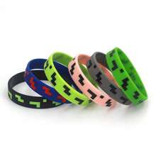 畅销装饰手环 - 我的世界像素硅胶手环 / 6条/12条/24条装 游戏主题硅胶手环（小号），生日装饰，派对用品，矿工彩罐，情人节礼物。适合作为游戏周边礼物。 - 彩色 - 查看 2