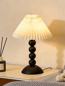 1pc USB Powered White Lampshade Desk Lamp, Retro Style Bedside Lamp, Suitable For Bedroom, Hostel, Dining Room, Camping, Minimalist Warm Light Atmosphere Lamp - Black - View 11