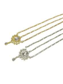 时尚复古新娘婚礼流苏装饰头饰多层额链镶钻公主头饰 - 彩色 - 查看 4