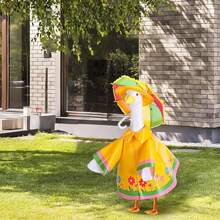 3-Piece Raincoat Set, Goose-Shaped Outdoor Clothing, Summer Lawn Goose Statue Raincoat Set, Yard Goose-Shaped Clothing, Raincoat, Umbrella, Hat, Yard And Garden Decoration - 黃色 - 查看 3