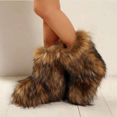 Stylish Personalized Winter Boots For Women - Adorable Spicy Girl Mid-Length Snow Boots, Cozy And Warm,Fluffy Boots Faux Fur Boots Women Shoes