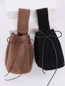 1pc Medieval Renaissance Style Drawstring Pouch, LARP Accessory, Suede Drawstring Bag, Medieval 17th Century Bag Belt Pouch Dice Bag Ren Faire - A - View 9