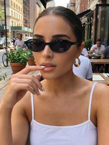 1副塑料女士造型全框豹纹黑色双色Y2K经典辣妹风现代简约风太阳镜基础款时尚眼镜，适合夏季海滩度假外出穿搭 - 彩色 - 查看 5