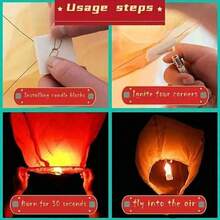 Paper Lanterns/Sky Lanterns/Wishing Lanterns, Flame Retardant Material Ellipse Shape White Paper,Flame Retardant Thickening Material,You Can Fill In Your Wishes And Draw The Desired Patterns At Will - Multicolor - View 7