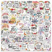 50pcs Latin Christian Religious Quotes Stickers, Back To School Supplies, DIY Scrapbooking, Spanish Bible Verses, Jesus God Aesthetic Stickers, Suitable For Teens & Adults, Gifts & Rewards - Multicolor - View 6