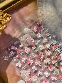 1 Sheet 5D Embossed Rhinestone Nail Stickers, Fresh Style Red Rose Pattern Self-Adhesive Manicure Decals For Girlfriend Valentine's Day Gift - Multicolor - View 7