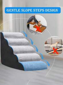 1/2/3/4/5 Steps Pet Stairs, Suitable For Cats And Dogs, Ramp For Bed/Sofa, Non-Slip & Durable, Removable & Washable, Ideal For Injured, Elderly Or Arthritic Pets. Best Selling Product. - Light Grey - View 6