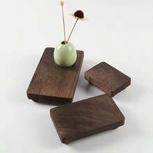 1/3 piezas Soporte elevador de madera marrón, pedestal de exhibición rústico y apilable para cocina, 3 tamaños, sin necesidad de energía, bandeja de almacenamiento y decoración para el hogar, esencial para volver a la escuela - Multicolor - Ver 5