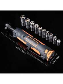 3 8  Cordless Electric Ratchet Wrench Set  12V 33 Ft-Lbs Power Ratchet Tool Kit  45-Min Fast Charge  2-Pack 2.0Ah Battery  Built-In LED Light  Variable Speed Trigger  10 Sockets - màu đen - Xem 10