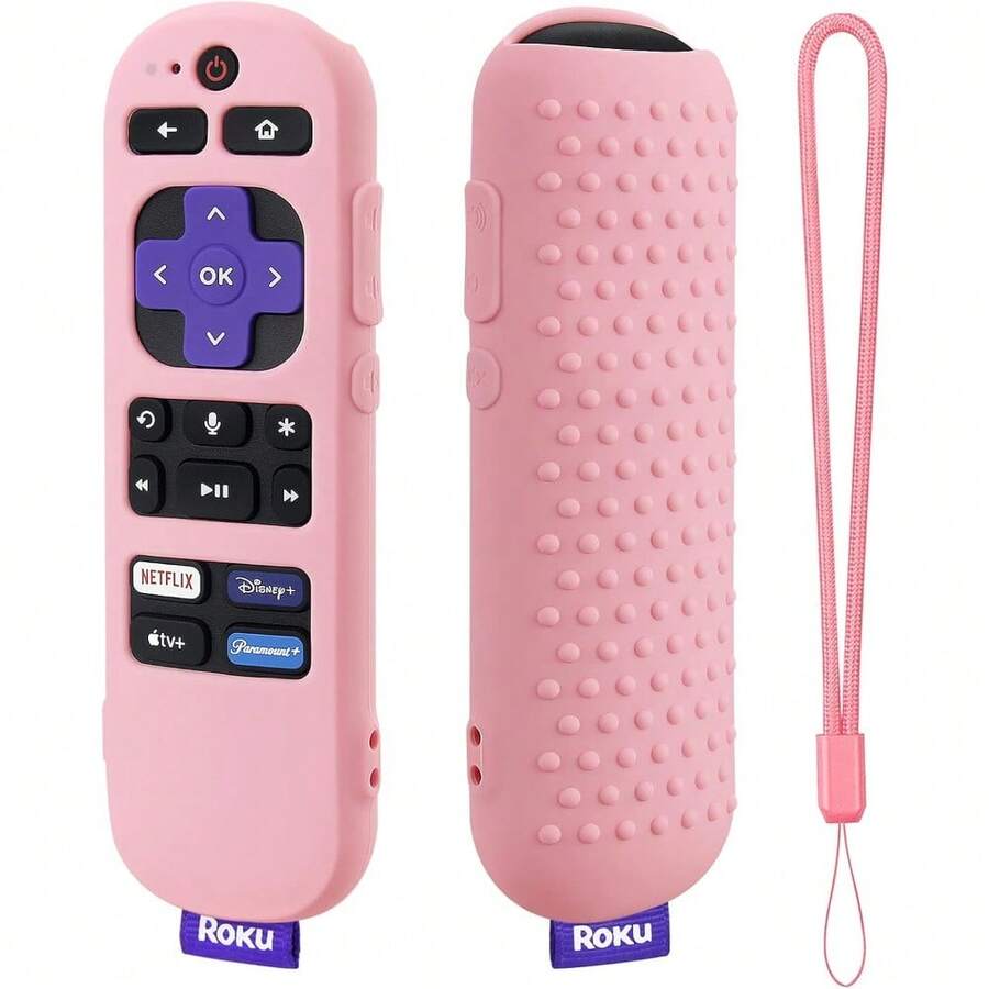 Glow Green Remote Cover Replacement For Roku Voice Remote (Official) Controller RCA1R, RC-GZ1 - Glowing In The Dark - Silicone Case With Lanyard For Roku Players, Audio And TV - 粉色 - 查看 1