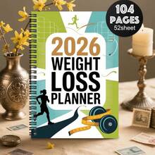 2026 Fitness & Weight Loss Planner Handbook, Daily Diet & Workout Log, Fat Loss Progress Tracker, Home Fitness Data Statistics Notebook - One - View 1