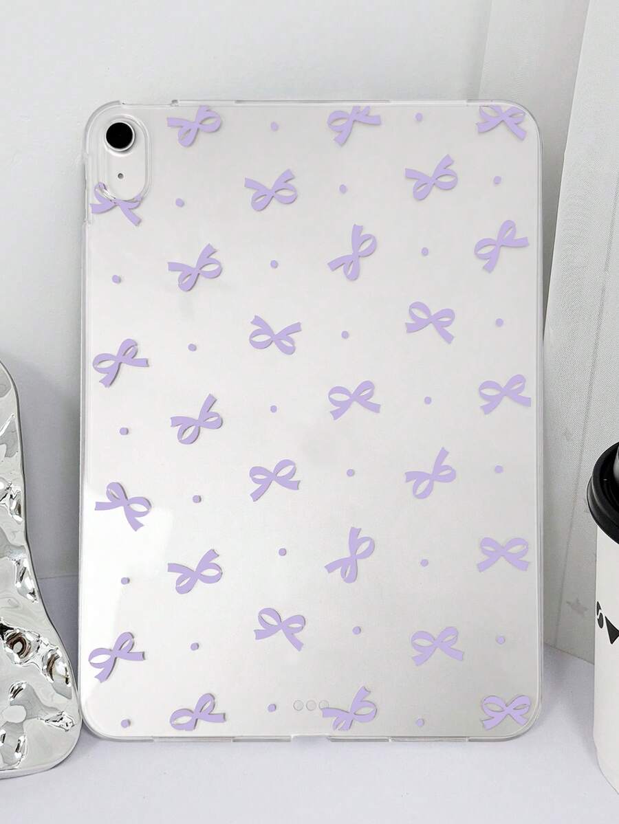 1个TPU透明紫色波点蝴蝶装饰平板电脑保护套，兼容iPad Mini 1/2/3/Mini 4/Mini 5/Mini 6/9.7/10.2/10.5/10.9/11英寸/第十代/Air 11英寸(M2)-2024/Pro 11英寸(M4)-2024/A16 2025/Air 11 2025，Apple A7/A8系列，轻薄软壳，简约/个性化/可爱TPU平板电脑保护套，无Apple Pencil插槽 - 淡紫色 - 查看 1