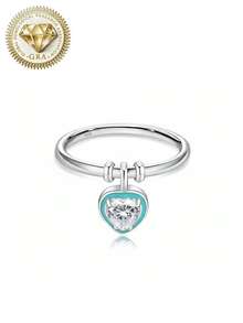 女士订婚戒指，浪漫蓝调戒指，2.1克925纯银，1克拉莫桑石，波西米亚风，可爱俏皮，适合订婚、求婚、结婚纪念日、情人节等场合，附赠莫桑石证书和精美礼盒 - 銀色 - 查看 7