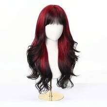 【魅力波浪假发】28英寸魅力波浪卷长假发 - 合成纤维女士黑色红色挑染角色扮演日常派对服装假发 - 漸層 - 查看 4