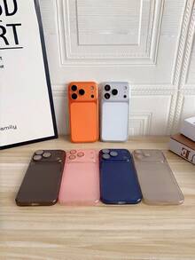 高品质纹理纯橙色手机壳，简约设计，裸机触感，兼容苹果手机 - 橘色 - 查看 3