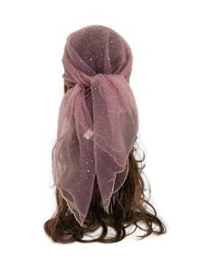 1条镶钻方巾，女士时尚头巾，闪亮头巾，方巾，适合搭配连衣裙 - 彩色 - 查看 21