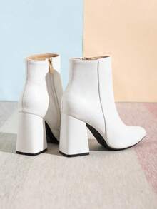 White Women Ankle Boots, Fashion Boots, Chunky Heel Boots, Super High Heel Boots - White - View 6
