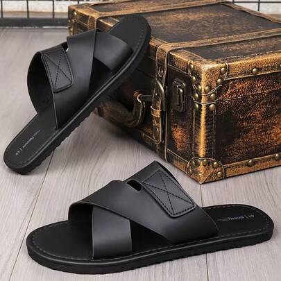 Men's Summer Fashion Flip Flops, Casual Non-Slip Indoor Home Slippers, Outdoor Holiday Retro Classic Double-Buckle Beach Sandals, Beach/Holiday/Sports/Fitness, Adjustable Seasonal Men Shoes