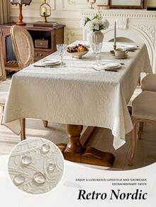 1 chiếc khăn trải bàn chống thấm nước, chất liệu jacquard ánh ngọc trai, họa tiết jacquard, nhiều kích cỡ, phù hợp cho phòng khách, phòng ăn, trang trí nhà cửa và phòng ngủ, lý tưởng cho các bữa tiệc ngày lễ hoặc trang trí bàn ăn. - trắng - Xem 7