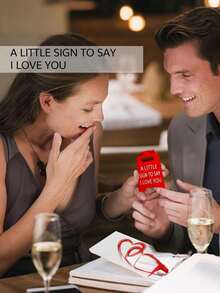 1 Pc Acrylic "I Love You" Desk Sign - Modern White Text Plaque, Valentine's Day Gift Office Decor For Couples Friends - Red - View 2