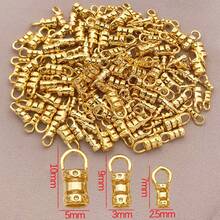 5个18K镀金黄铜绳端帽，黄铜管压接珠端帽，线头，适用于Kumihimo手链、项链、钥匙扣等饰品制作 - 彩色 - 查看 3