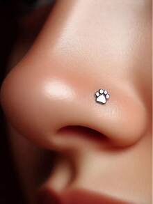 1pc Cute Pet Cat Claw Micro Nose Stud Nose Ring Nose Piercing Jewelry, 20G-L Shape - Kitten Paw - View 9