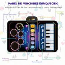 Set Musical 2 en 1 para s Alfombra Musical de Piano y Batería con 2 Baquetas 6 Instrumentos 13 Melodías Juguete Educativo Interactivo Toca y Aprende Regalo Ideal para s y Niñas 3+ Años - N - Ver 3
