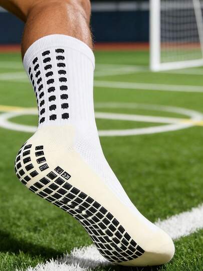 1 par de calcetines de fútbol engrosados para hombres, tubo alto, antideslizantes, calcetines de fútbol, calcetines deportivos, blancos, para gimnasio, otoño