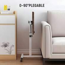 Meeyoga Escritorio para Laptop - 40+20 *40cm Escritorio Móvil de Pie con Altura AjustableGran Panel con Soporte de Vaso de Agua Ranura de Tarjeta y Ranura Plana (Nogal) - Bastante - Ver 6