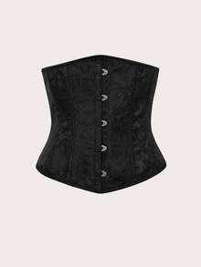 Women's Lace-Up Corset, Waist Cincher, Tight Bustier - Black - View 12