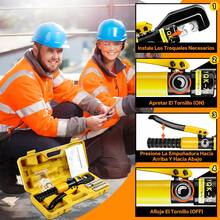 Pinza Hidráulica 6 Toneladas Con 8 Pares Dados BOWOSHEN Ponchadora Hidráulica Herramienta De Crimpado De Mano Hidráulica De Cable De Terminal Eléctrico - Amarillo - Ver 5